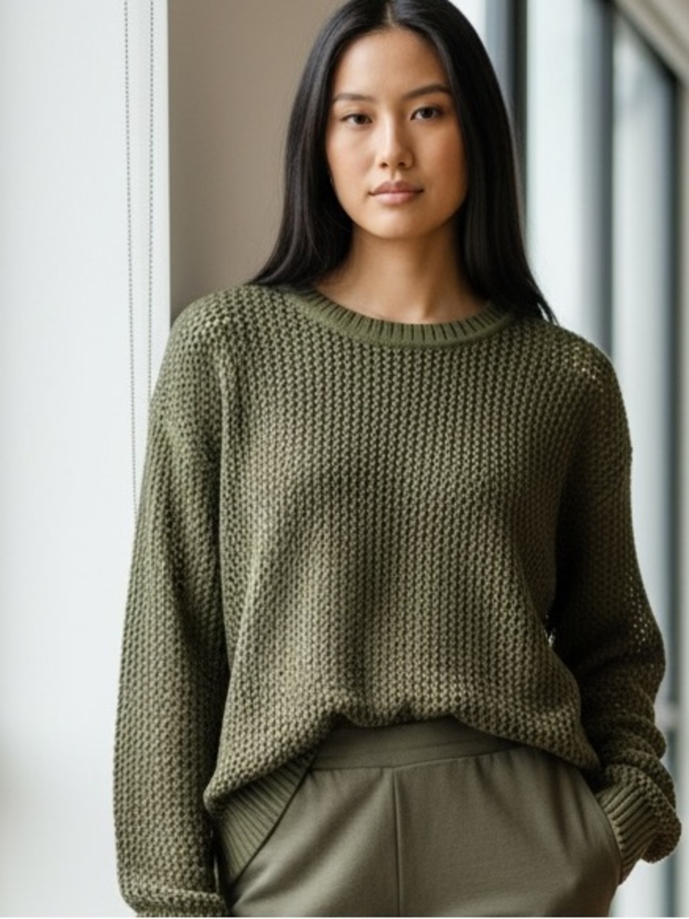 Aritzia Olive Green Knit Sweater